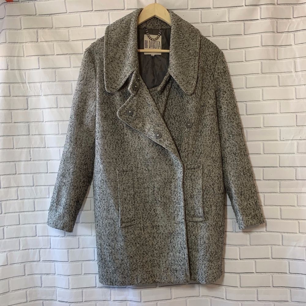 BB Dakota Gray Tweed Jacket Pea Coat Size S